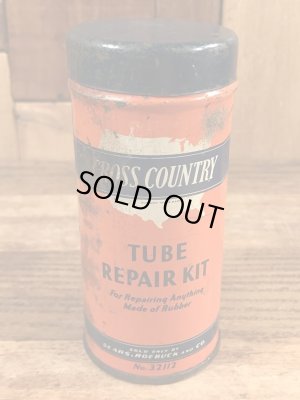 画像1: Sears Roebuck And Co “Cross Country” Tube Repair Kit Tin Can　シアーズローバックス　ビンテージ　ブリキ缶　40〜50年代