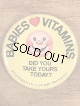 Smile Face “Babies Vitamins” Pinback　スマイル　ビンテージ　缶バッジ　企業物　缶バッチ　70年代〜