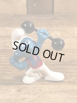 Schleich Smurf “Barbell” PVC Figure　スマーフ　ビンテージ　PVCフィギュア　70年代