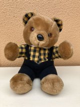 Gingham Check Brown Teddy Bear　くま　ビンテージ　ぬいぐるみ　ブラウン　テディベア　80~90年代
