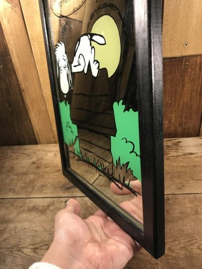 画像1: Peanuts Snoopy Wall Hanging Pub Mirror　スヌーピー　ビンテージ　パブミラー　ピーナッツ　70年代