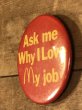 マクドナルドの「Ask me Why I Love My job」と書かれた80年代ビンテージ缶バッジ