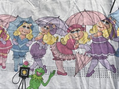 画像3: The Muppet Show “Miss Piggy & Kermit” Box Sheet　マペッツ　ビンテージ　ボックスシーツ　ミスピギー　80年代