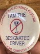 80’sのI Am The Designated Driverのメッセージが書かれたヴィンテージの缶バッチ