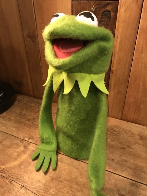 70's Sesame Street Kermit the Frog Puppet Doll ビンテージ