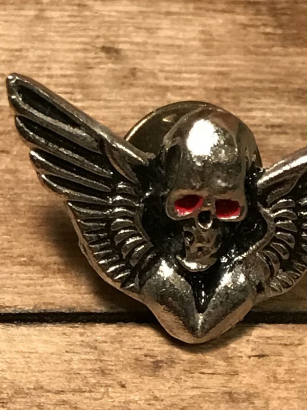 Biker Wing Skull Metal Pins ビンテージ モーター系 ピンバッジ 