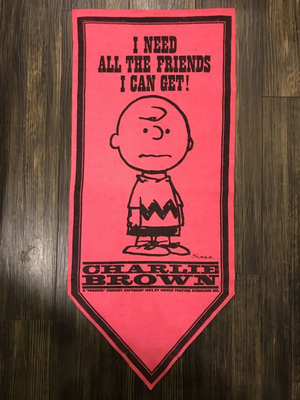 Snoopy Peanuts Charlie Brown Felt Banner スヌーピー ビンテージ ...