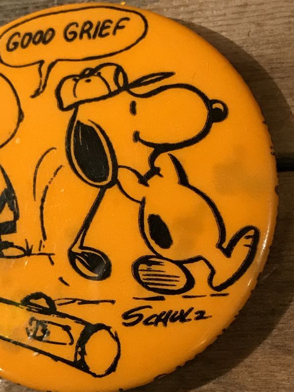 Snoopy Peanuts Can Badge スヌーピー ビンテージ チャーリーブラウン 