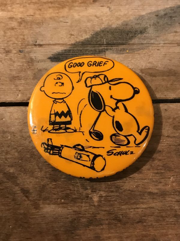Snoopy Peanuts Can Badge スヌーピー ビンテージ チャーリーブラウン 缶バッジ 60年代 ピーナッツ ヴィンテージ  vintage - STIMPY(Vintage Collectible Toys）スティンピー(ビンテージ コレクタブル トイズ）