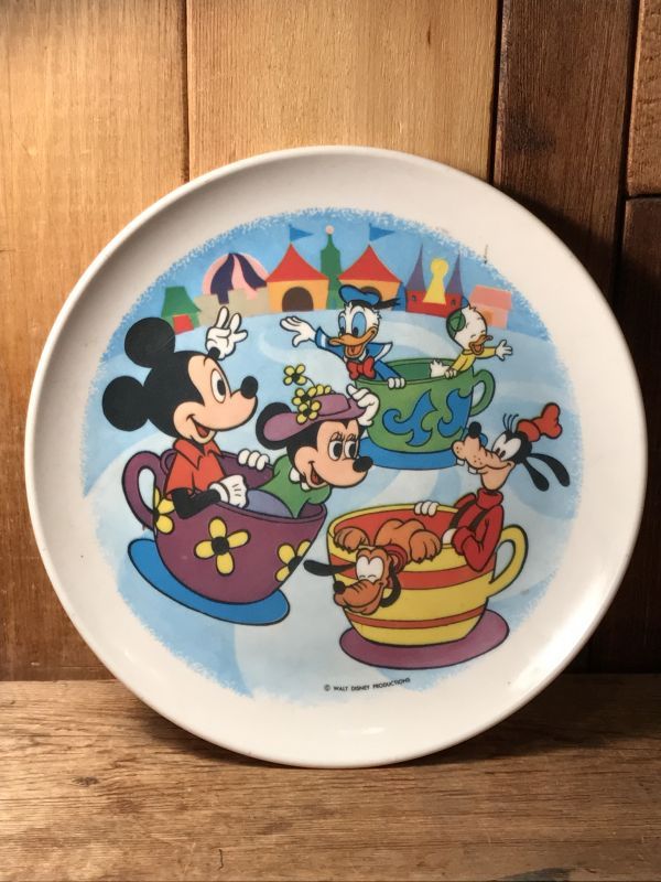 Disney Character Plastic Dish ディズニー お皿 80年代 ミッキー 