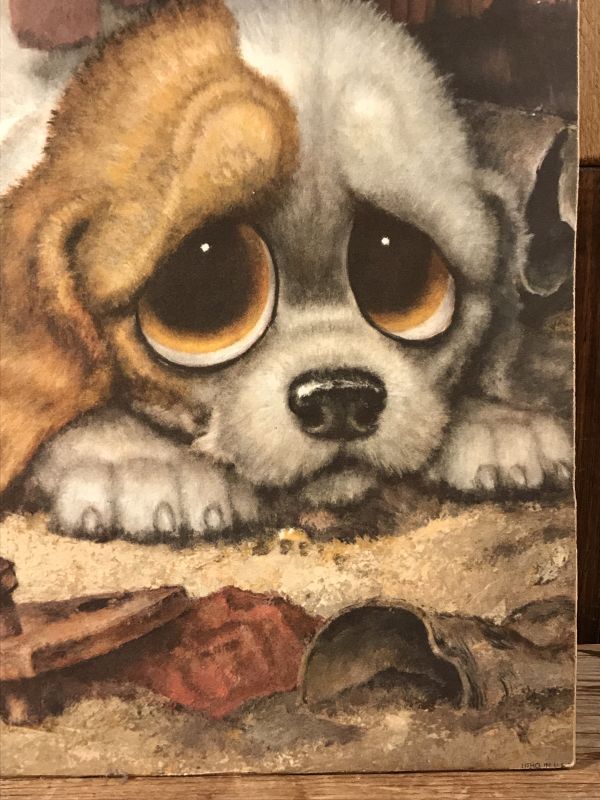 Big Eye “Gig” Sad Dog Picture Wall Hanging ビッグアイ ビンテージ 