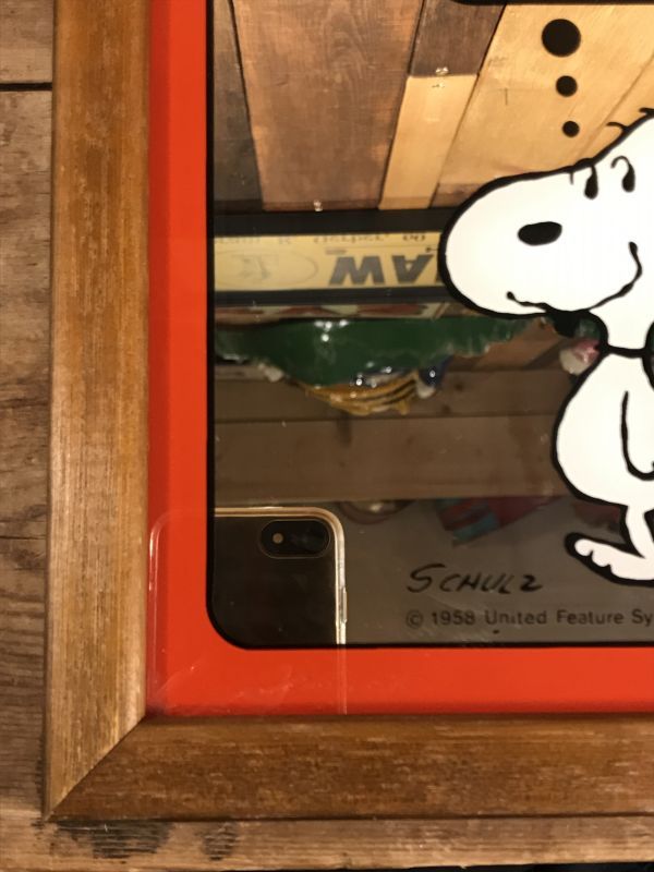 Peanuts Snoopy Wall Hanging Pub Mirror スヌーピー ビンテージ 