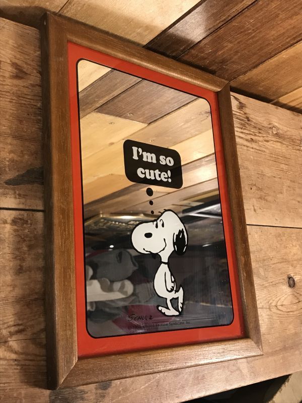 Peanuts Snoopy Wall Hanging Pub Mirror スヌーピー ビンテージ 