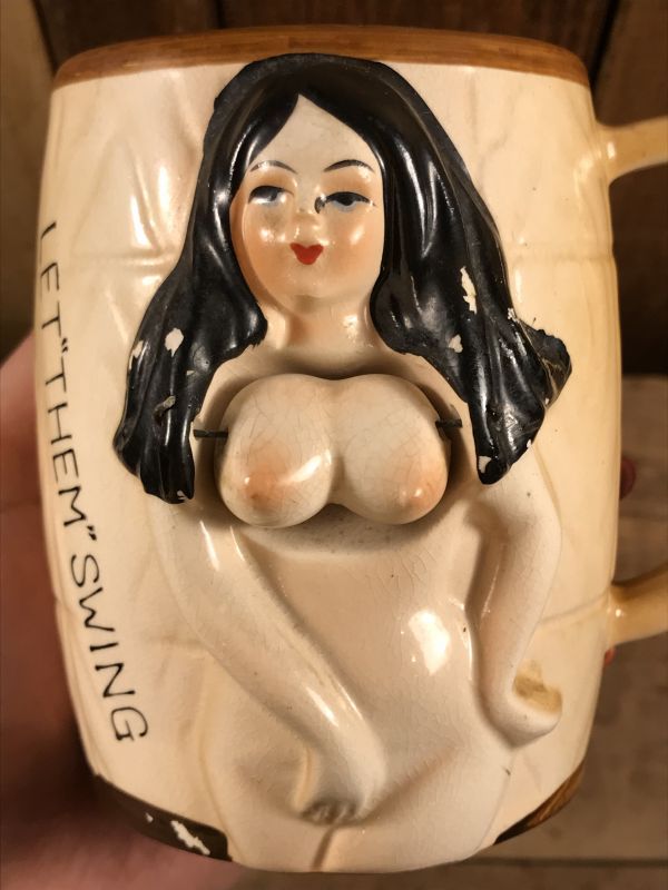 Let Them Swing” Nude Boob Nodder Ceramic Mug ヌード ビンテージ