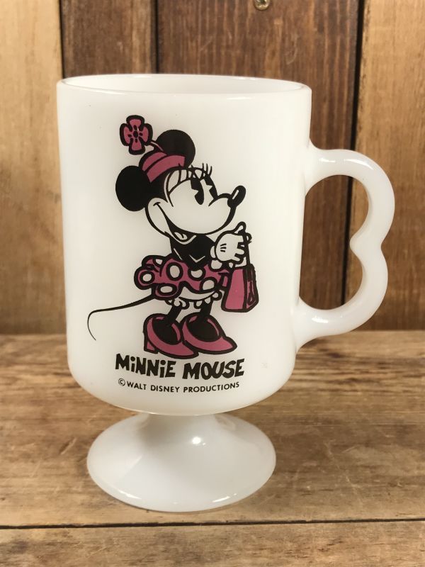 Federal Minnie Mouse Milk Glass Footed Mug ミニーマウス ビンテージ