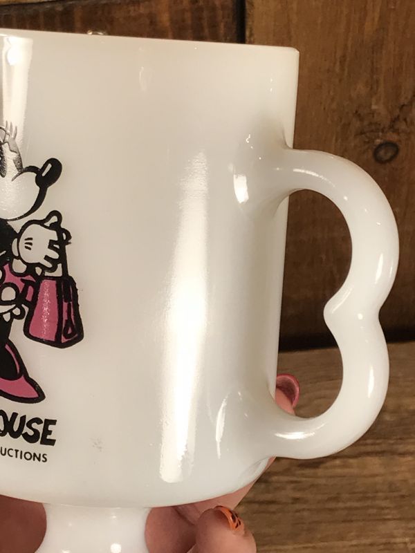 Federal Minnie Mouse Milk Glass Footed Mug ミニーマウス ビンテージ