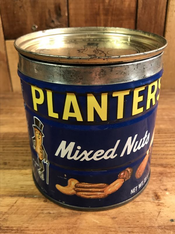 Planters Mr Peanut “Mixed Nuts” Tin Can ミスターピーナッツ ビンテージ 缶 企業キャラクター 70年代 -  STIMPY(Vintage Collectible Toys）スティンピー(ビンテージ コレクタブル トイズ）