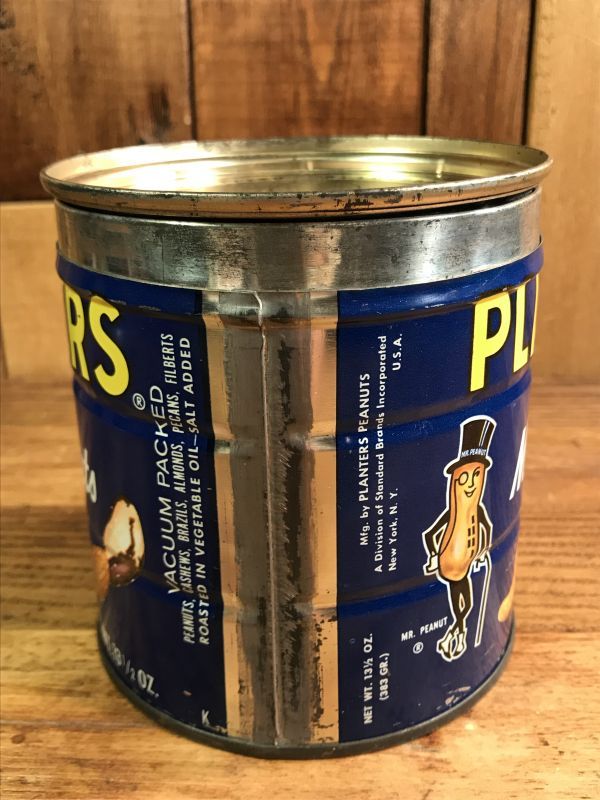 Planters Mr Peanut “Mixed Nuts” Tin Can ミスターピーナッツ ビンテージ 缶 企業キャラクター 70年代 -  STIMPY(Vintage Collectible Toys）スティンピー(ビンテージ コレクタブル トイズ）