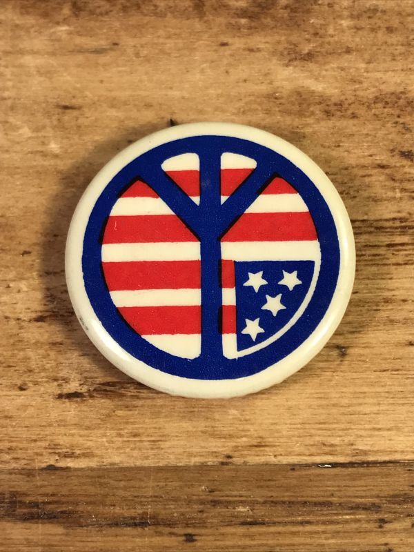 American Peace Sign Pin Backs ピースマーク ビンテージ 缶バッジ