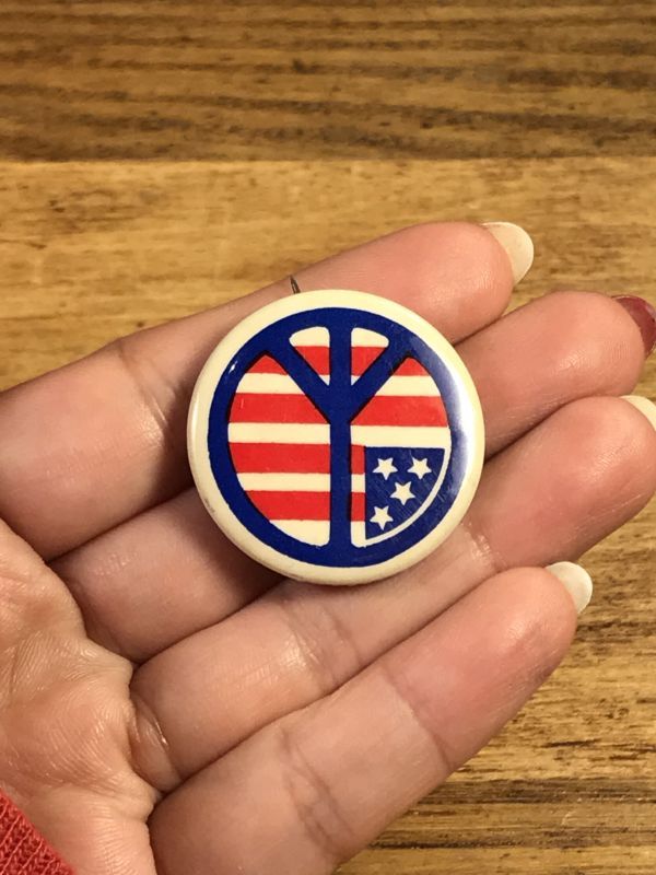 American Peace Sign Pin Backs ピースマーク ビンテージ 缶バッジ