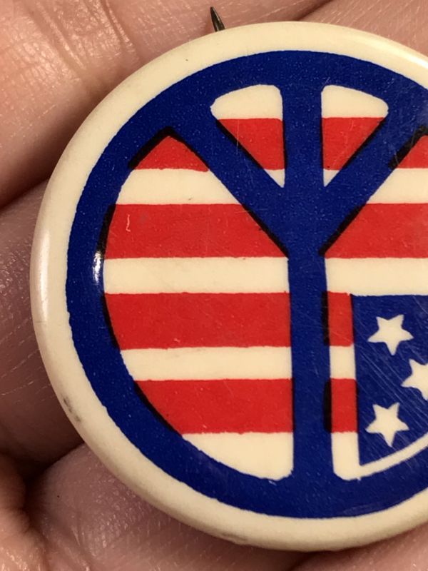 American Peace Sign Pin Backs ピースマーク ビンテージ 缶バッジ