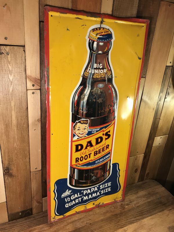 Big Junior Dad S Root Beer Tin Sign ダッツ ビンテージ 看板 ルートビア 40年代 Stimpy Vintage Collectible Toys スティンピー ビンテージ コレクタブル トイズ