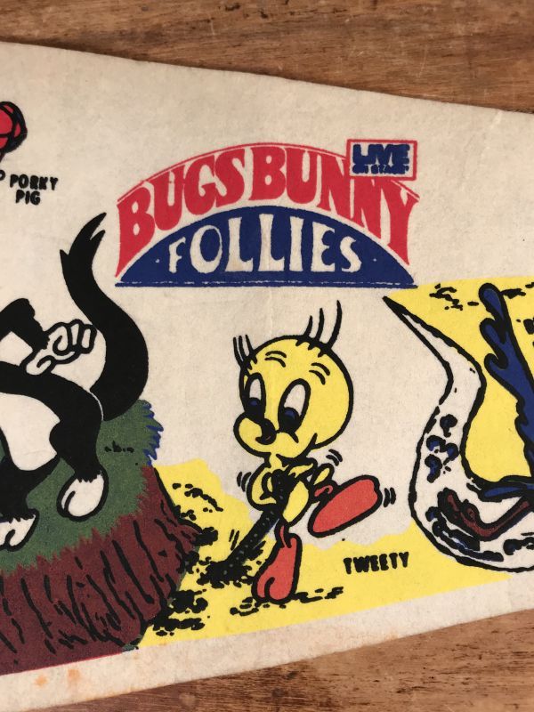 Looney Tunes Bugs Bunny Follies Pennant ルーニーテューンズ ビンテージ ペナント ワーナーブラザーズ 70年代 Stimpy Vintage Collectible Toys スティンピー ビンテージ コレクタブル トイズ