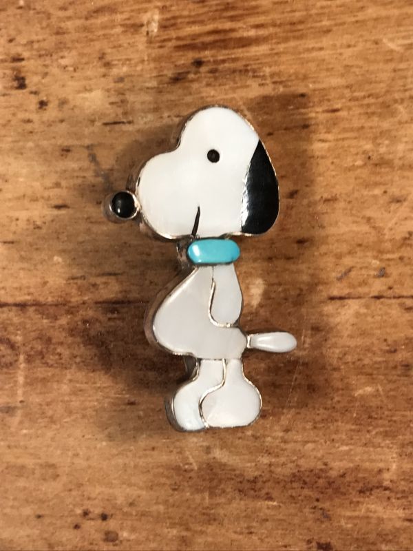 Snoopy Indian Jewelry Zuni Pinback スヌーピー ビンテージ ピンバッジ ズニ族 インディアンジュエリー 60 70年代 Stimpy Vintage Collectible Toys スティンピー ビンテージ コレクタブル トイズ