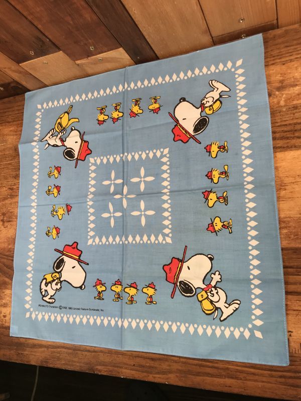 Peanuts Snoopy Woodstock Cotton Bandana スヌーピー ビンテージ バンダナ ハンカチ 80年代 Stimpy Vintage Collectible Toys スティンピー ビンテージ コレクタブル トイズ