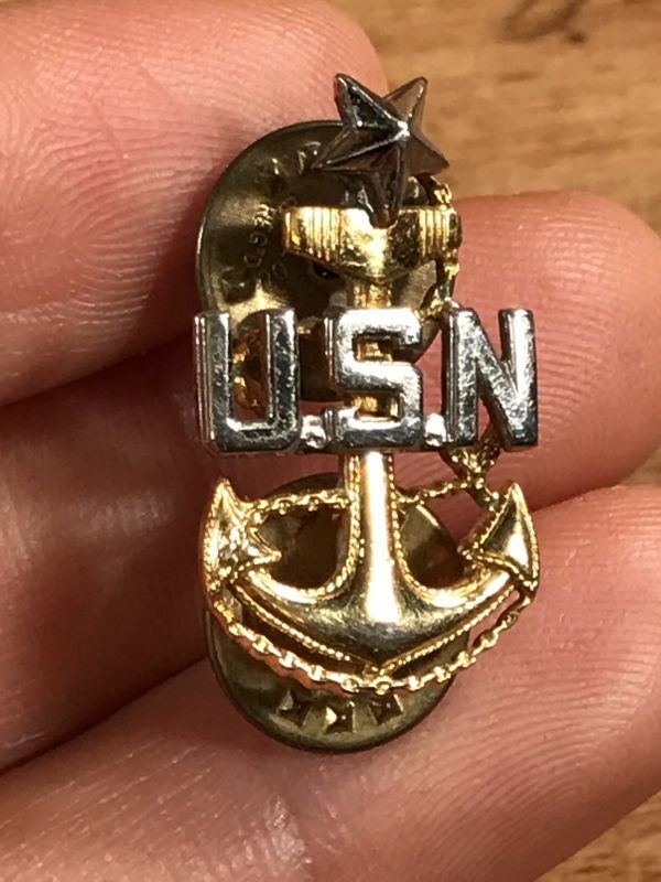US Navy “USN” Senior Chief Petty Officer Pins USネイビー ビンテージ ピンバッジ ミリタリー  80年代〜 - STIMPY(Vintage Collectible Toys）スティンピー(ビンテージ コレクタブル トイズ）