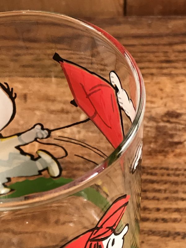 Peanuts Snoopy “Charlie Brown Kite” Glass スヌーピー ビンテージ グラス チャーリーブラウン 70〜80年代  - STIMPY(Vintage Collectible Toys）スティンピー(ビンテージ コレクタブル トイズ）