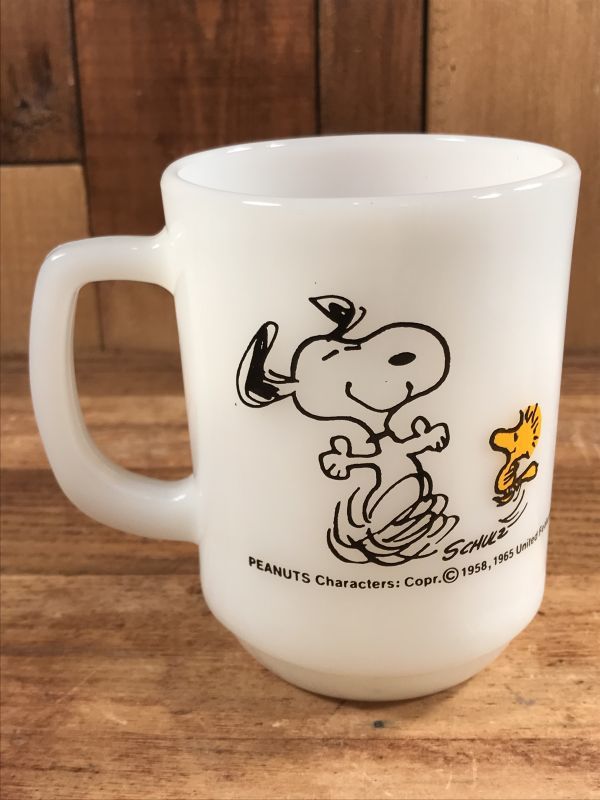 Peanuts Snoopy Joy Fire King Mug スヌーピー ビンテージ マグカップ ファイヤーキング ウッドストック 60 70年代 Stimpy Vintage Collectible Toys スティンピー ビンテージ コレクタブル トイズ