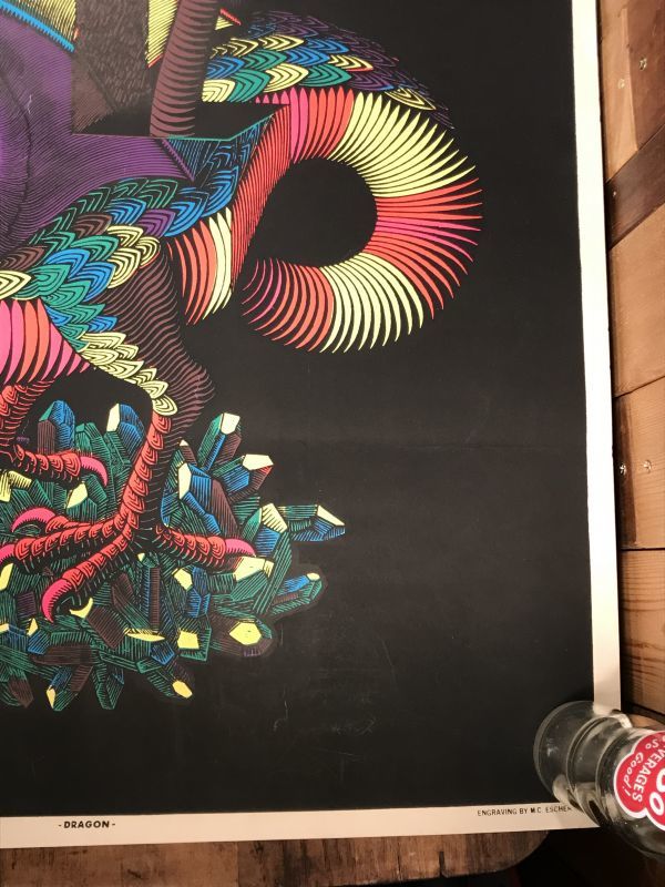 M.C. Escher “Dragon” Blacklight Poster ドラゴン ビンテージ