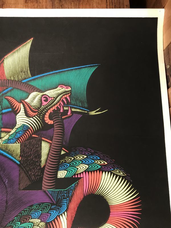 M.C. Escher “Dragon” Blacklight Poster ドラゴン ビンテージ