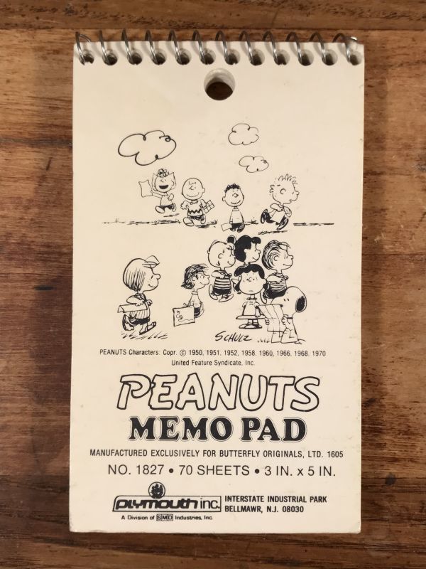 Plymouth Peanuts Snoopy Woodstock Ski Memo Pad スヌーピー ビンテージ メモ帳 ウッドストック 70 80年代 Stimpy Vintage Collectible Toys スティンピー ビンテージ コレクタブル トイズ