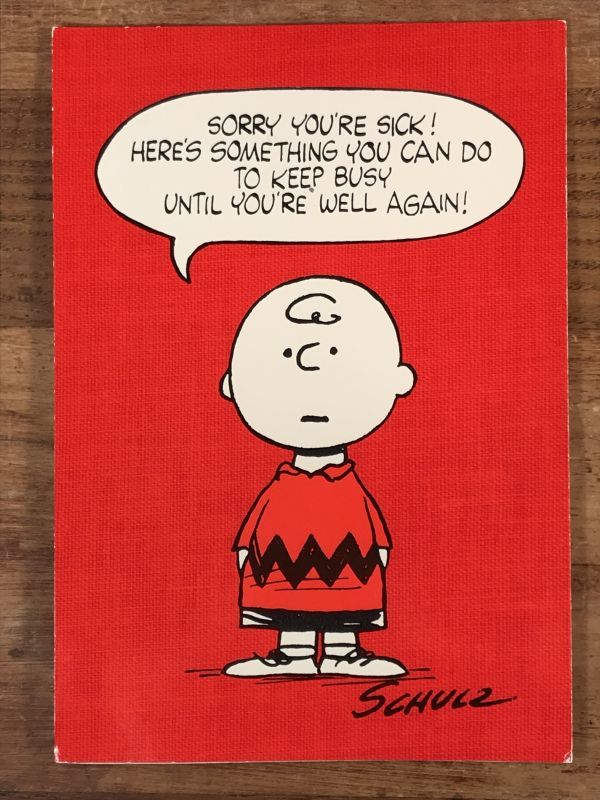 Hallmark Peanuts Charlie Brown “Sorry You're Sick!...” Greeting Card  チャーリーブラウン ビンテージ グリーティングカード スヌーピー 70〜80年代 - STIMPY(Vintage Collectible  Toys）スティンピー(ビンテージ コレクタブル トイズ）