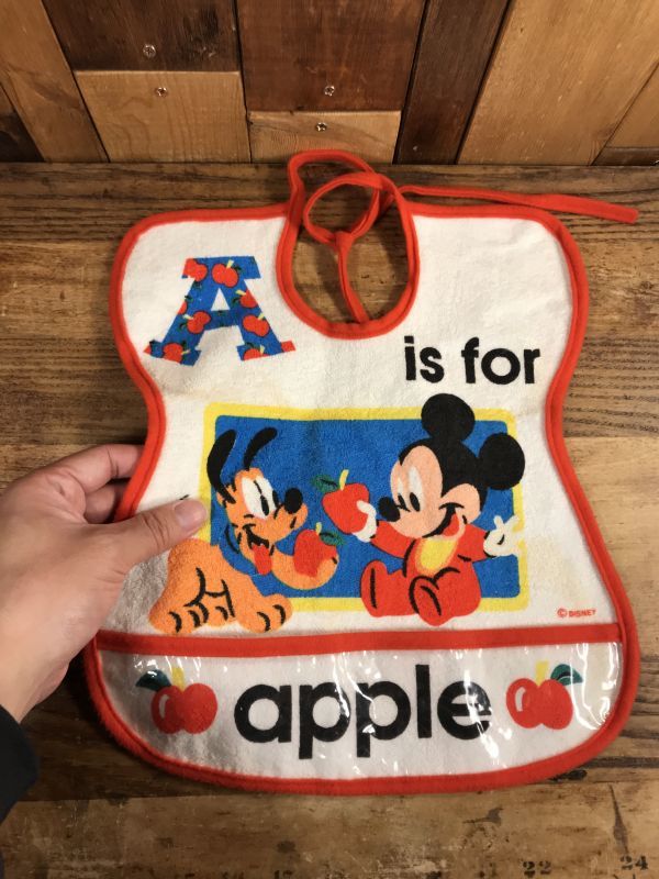 A is for Apple Disney Baby Bib　ディズニーベビー　ビンテージ　スタイ　よだれかけ　80年代